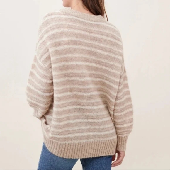 NWOT Jenni Kayne Cocoon Crewneck Sweater Sand Stipe Tan Oversized XXS-Small! - Picture 13 of 13